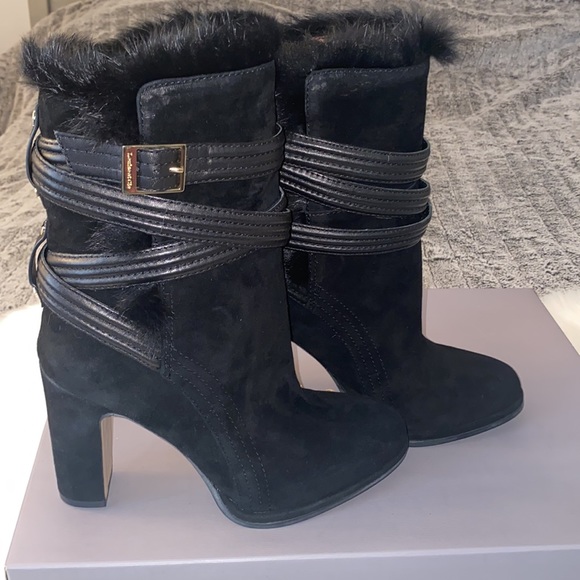 Louise et Cie  Lo-Ynez black ankle boots with real rabbit fur. NWB - Picture 5 of 10
